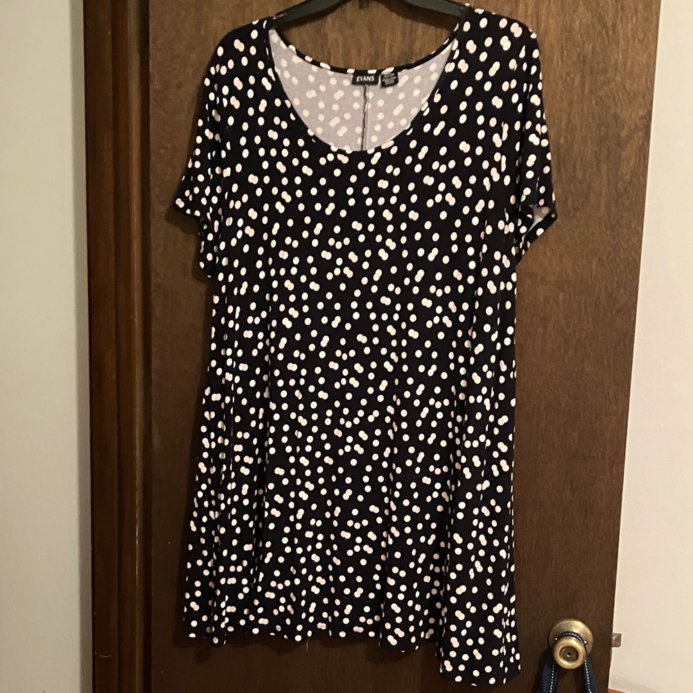 Elegant Black and White Polka Dot Tunic Shirt/Dress